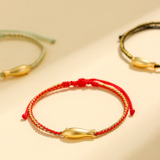 Buddhist Blessing 999 Sterling Silver Lucky Koi Fish Protection Rope Bracelet