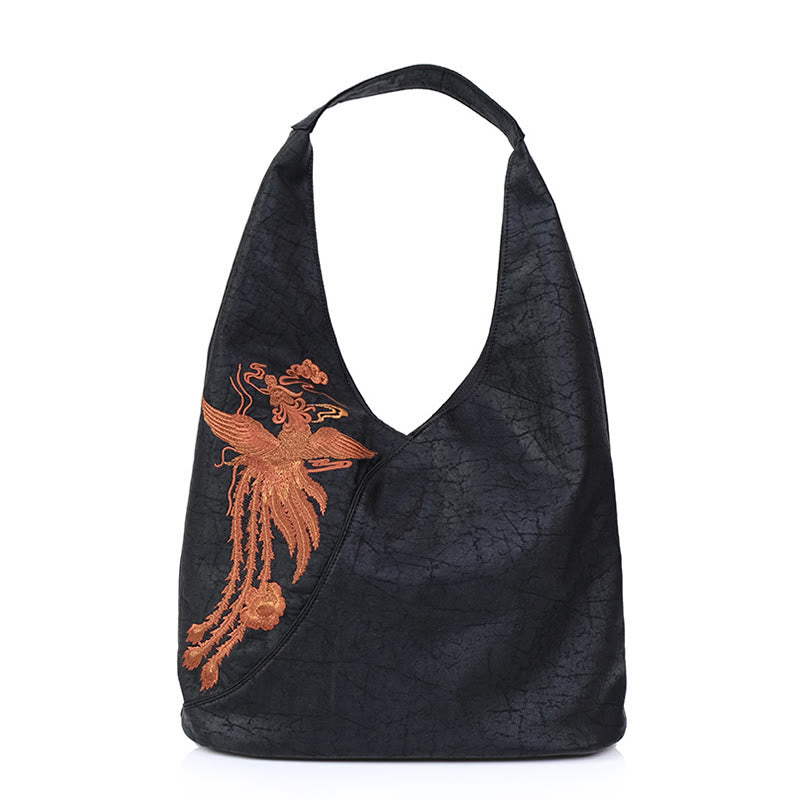Buddhist Blessing Fish Flower Phoenix Embroidery Xiangyunsha Silk Shoulder Bag