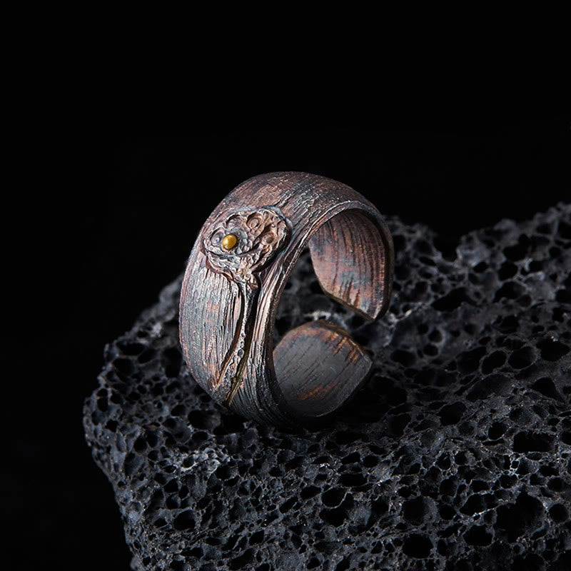 Buddhist Blessing Retro 999 Sterling Silver Copper Adjustable Protection Ring