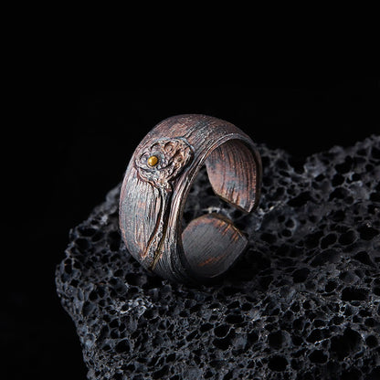 Buddhist Blessing Retro 999 Sterling Silver Copper Adjustable Protection Ring