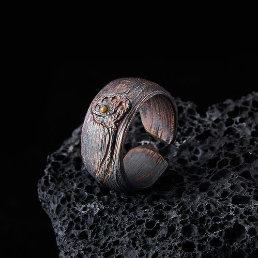 Buddhist Blessing Retro 999 Sterling Silver Copper Adjustable Protection Ring