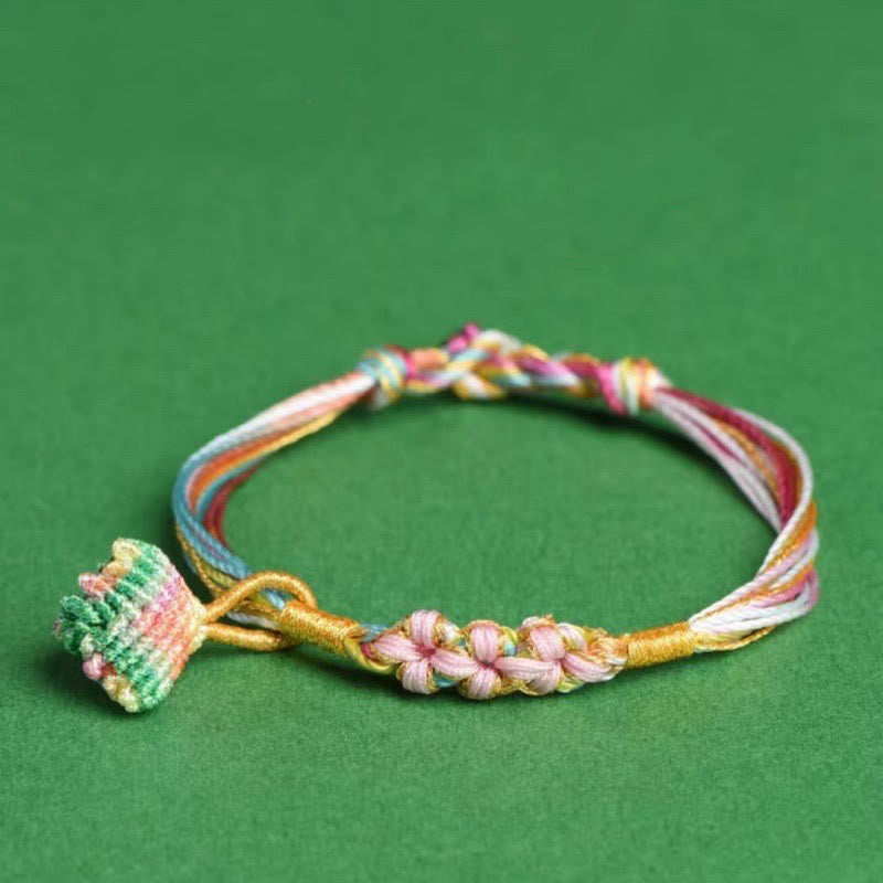 Buddhist Blessing Colorful Rope Peach Blossom Knot Zongzi Braided Bracelet