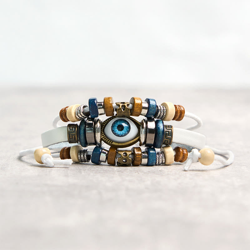 Buddhist Blessing Tibetan Evil Eye Leather Adjustable Protection Bracelet