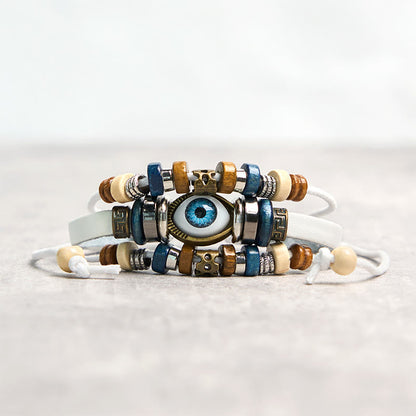Buddhist Blessing Tibetan Evil Eye Leather Adjustable Protection Bracelet