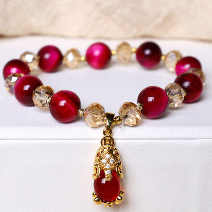 Buddhist Blessing Red Tiger Eye PiXiu Fox Protection Self Confidence Bracelet