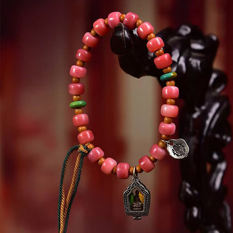Buddhist Blessing Tibetan Camel Bone Red Agate Luck Bracelet