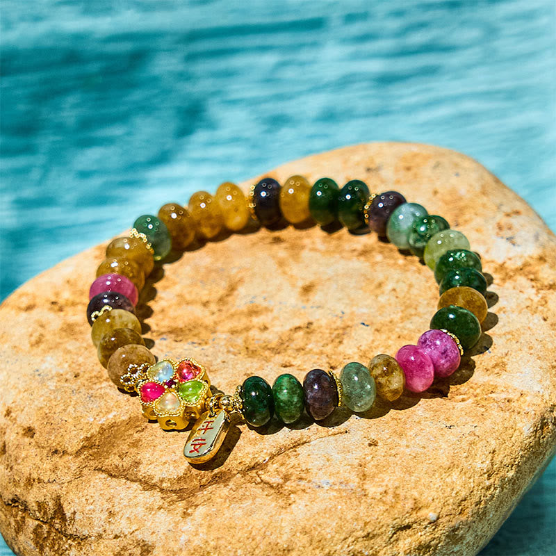 Buddhist Blessing Tourmaline Jade Safe And Well Love Bracelet