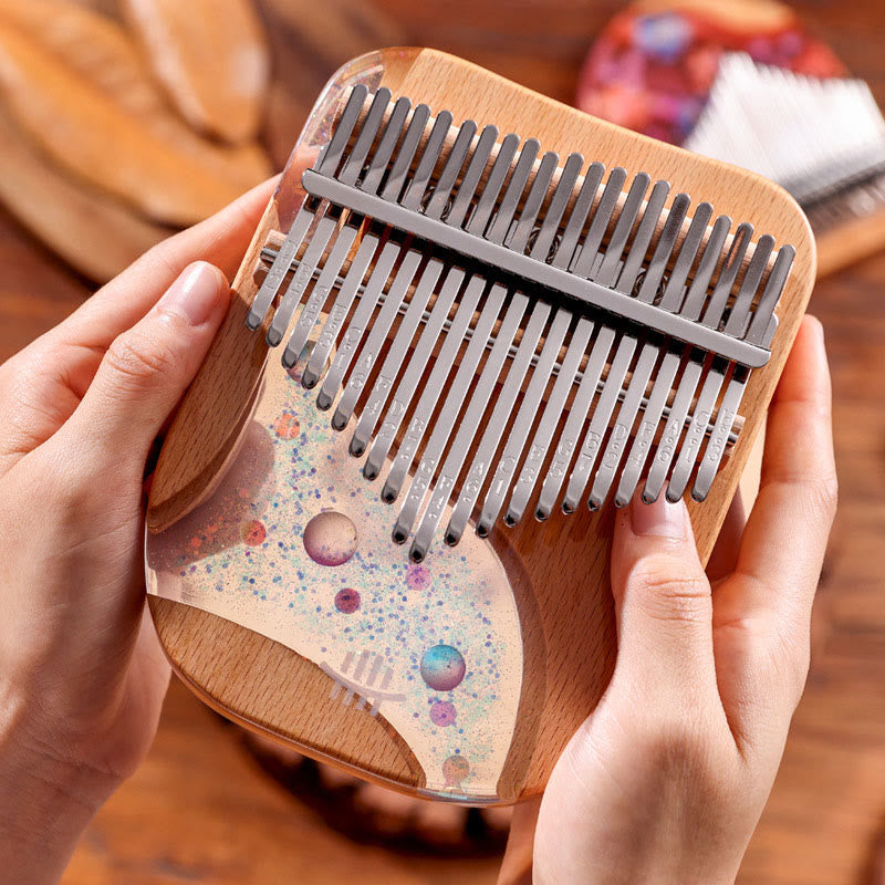 Buddhist Blessing Kalimba 17/21 Keys Thumb Piano Beech Wood Planet Universe Portable Finger Piano