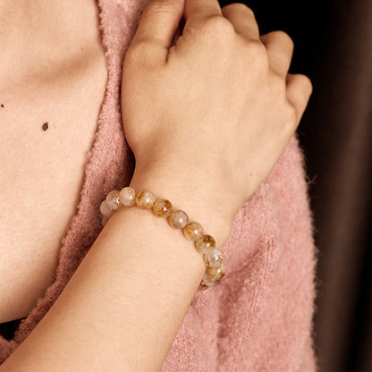 Buddhist Blessing Natural Citrine Snowflake Crystal Prosperity Bracelet