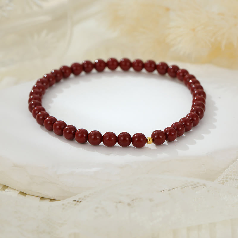 Buddhist Blessing 925 Sterling Silver Cinnabar Beads Blessing Anklet