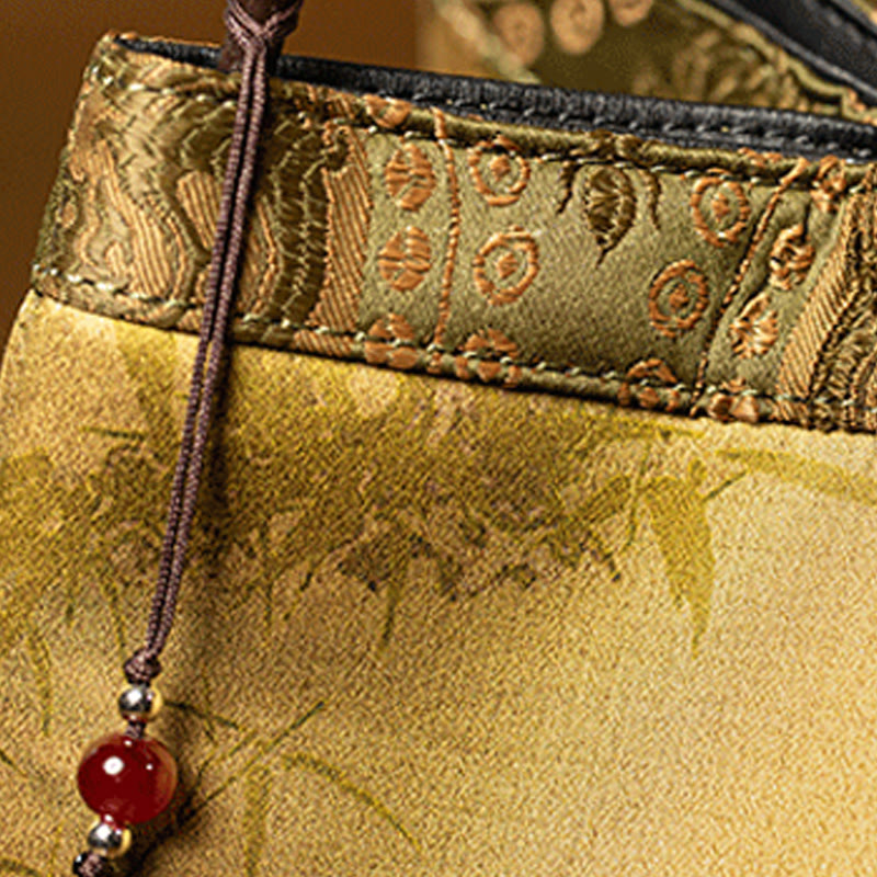 Buddhist Blessing Bamboo Branches Bead Pendant Tassel Xiangyunsha Silk Shoulder Bag Hangbags