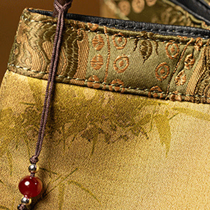 Buddhist Blessing Bamboo Branches Bead Pendant Tassel Xiangyunsha Silk Shoulder Bag Hangbags