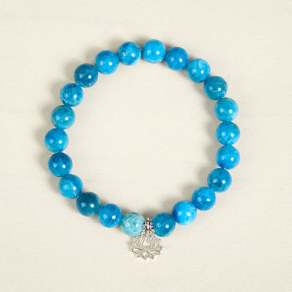 Buddhist Blessing 925 Sterling Silver Lotus Natural Apatite Creativity Bracelet