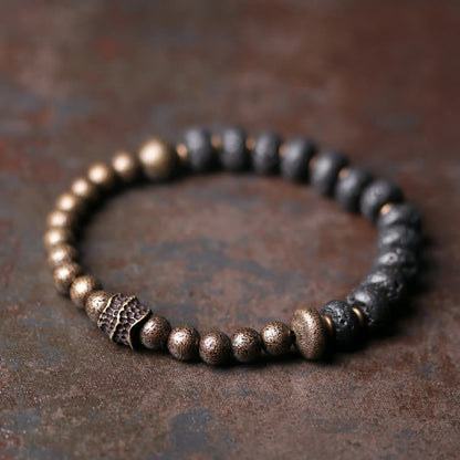 Buddhist Blessing Lava Rock Beads Adsorb Negative Energy Copper Bracelet