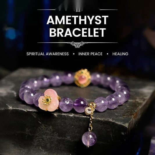 Buddhist Blessing Amethyst Peach Blossom Fortune Meditation Bracelet