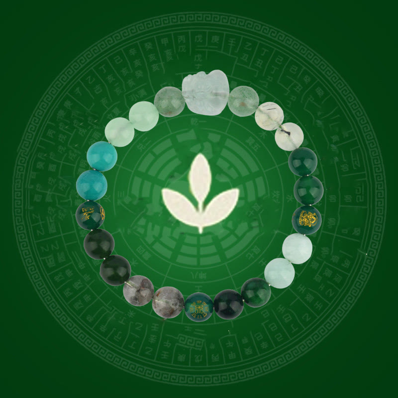 Buddhist Blessing Five Elements Various Crystal Agate Pixiu Wealth Bracelet