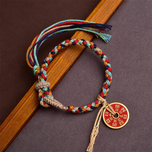 Buddhist Blessing Handmade Bagua Harmony Multicolored Rope Bracelet