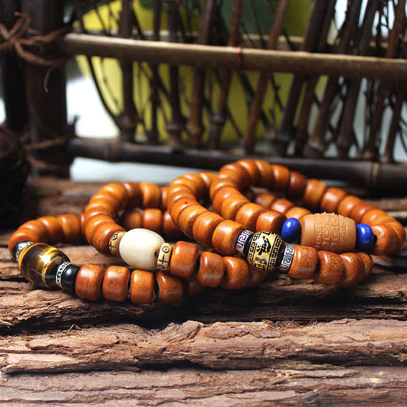 Buddhist Blessing Tibetan Bone Beads Om Mani Padme Hum Strength Bracelet