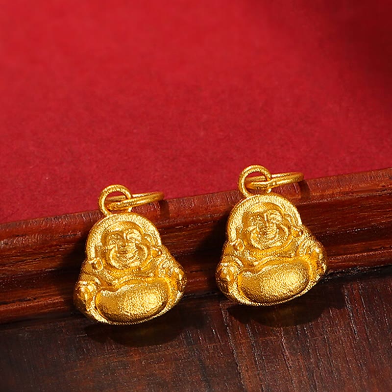 Buddhist Blessing 999 Gold Mini Laughing Buddha Luck Wealth Necklace Pendant