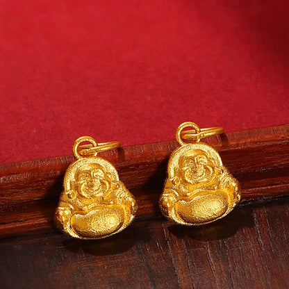 Buddhist Blessing 999 Gold Mini Laughing Buddha Luck Wealth Necklace Pendant
