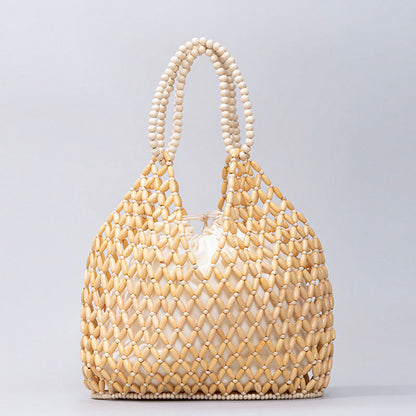 Buddhist Blessing Hand-woven Wooden Beads Shoulder Bag Handbags