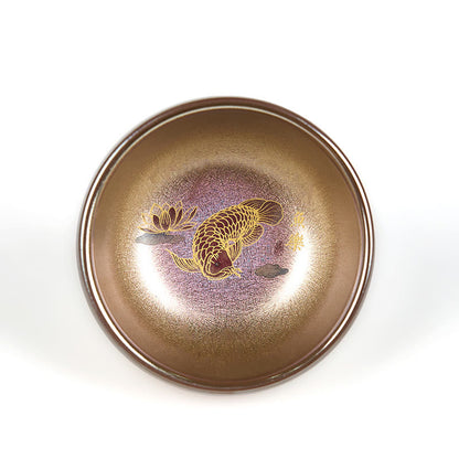 Buddhist Blessing Handmade Chinese Jianzhan Koi Fish Lotus Leaf Ceramic Teacup Kung Fu Tea Cup 150ml