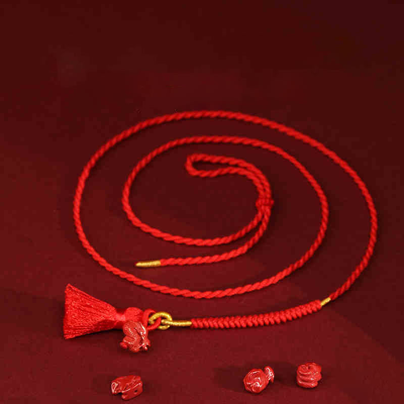 Buddhist Blessing Natural Cinnabar Dragon Blessing Red String Belly Chain
