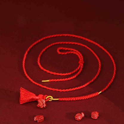 Buddhist Blessing Natural Cinnabar Dragon Blessing Red String Belly Chain