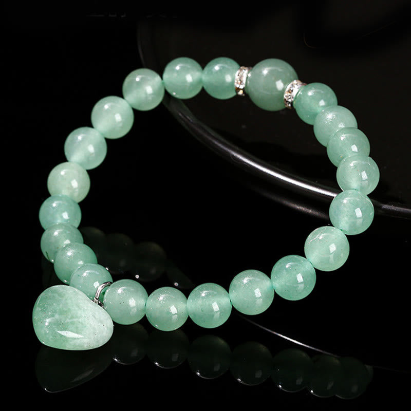 Buddhist Blessing Various Crystal Green Aventurine Love Heart Balance Bracelet