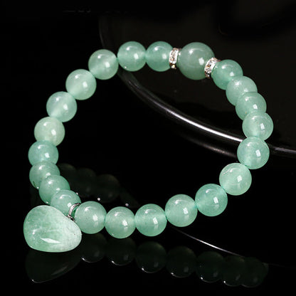 Buddhist Blessing Various Crystal Green Aventurine Love Heart Balance Bracelet