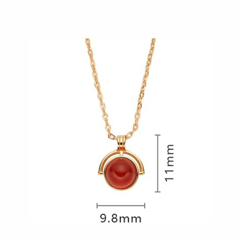 Buddhist Blessing Red Agate Tiger Eye Aquamarine Moonstone 925 Sterling Silver Confidence Necklace Pendant
