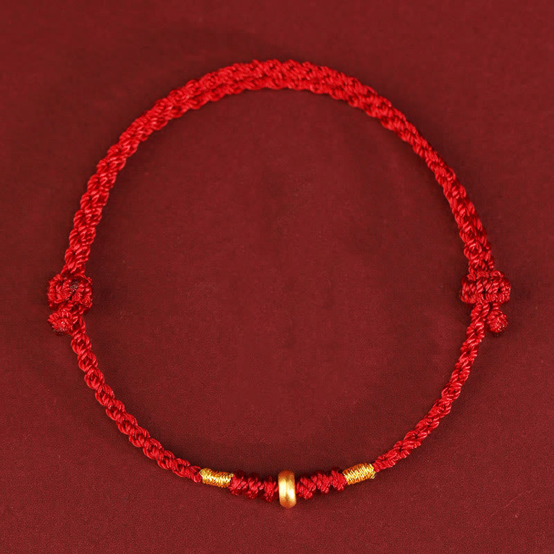Buddhist Blessing 999 Gold Small Lucky Beads String Protection Luck Braided Bracelet Anklet