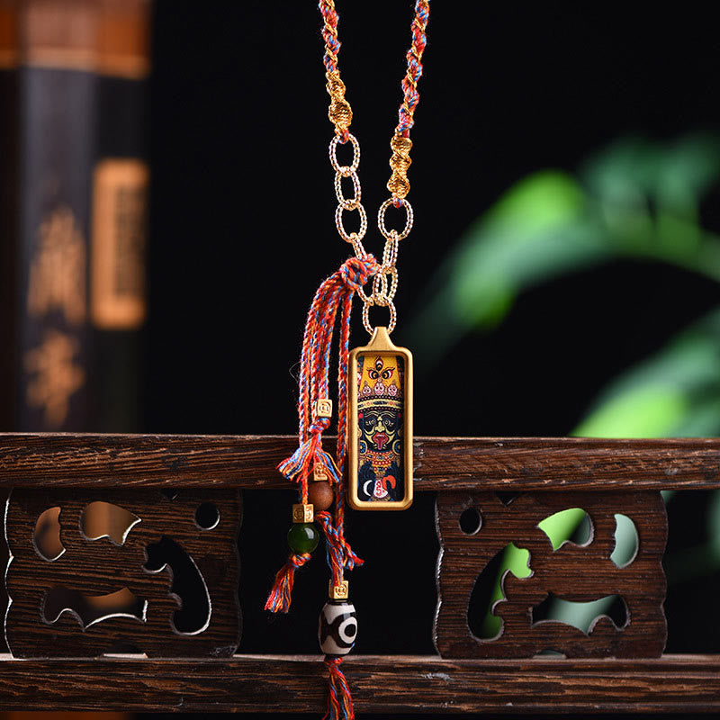 Buddhist Blessing Tibet God Of Wealth Titanium Steel Thangka Wealth Necklace Pendant