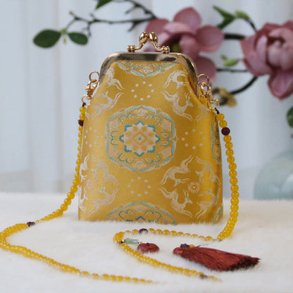 Buddhist Blessing Retro Chinese Embroidery Pearl Chain Crossbody Bag Shoudler Bag