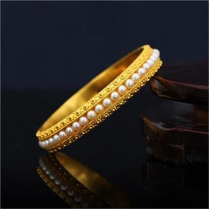 Buddhist Blessing Copper Pearl Healing Cuff Half Bracelet Bangle