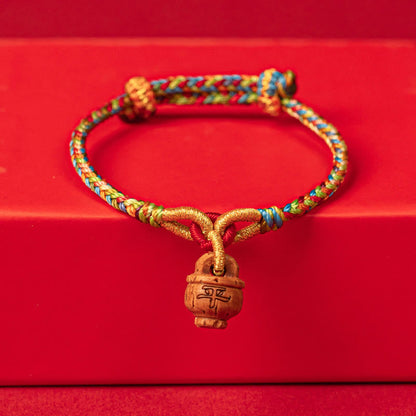 Buddhist Blessing Peach Wood Fu Character Safe And Well Wealth Bracelet