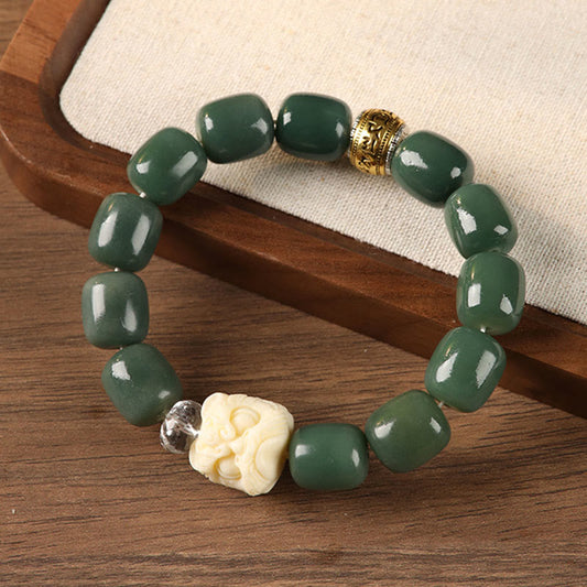 Buddhist Blessing Bodhi Seed Om Mani Padme Hum Lion Head Peace Bracelet