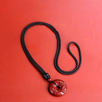 Buddhist Blessing Chinese Zodiac Cinnabar Peace Buckle Calm Necklace Pendant