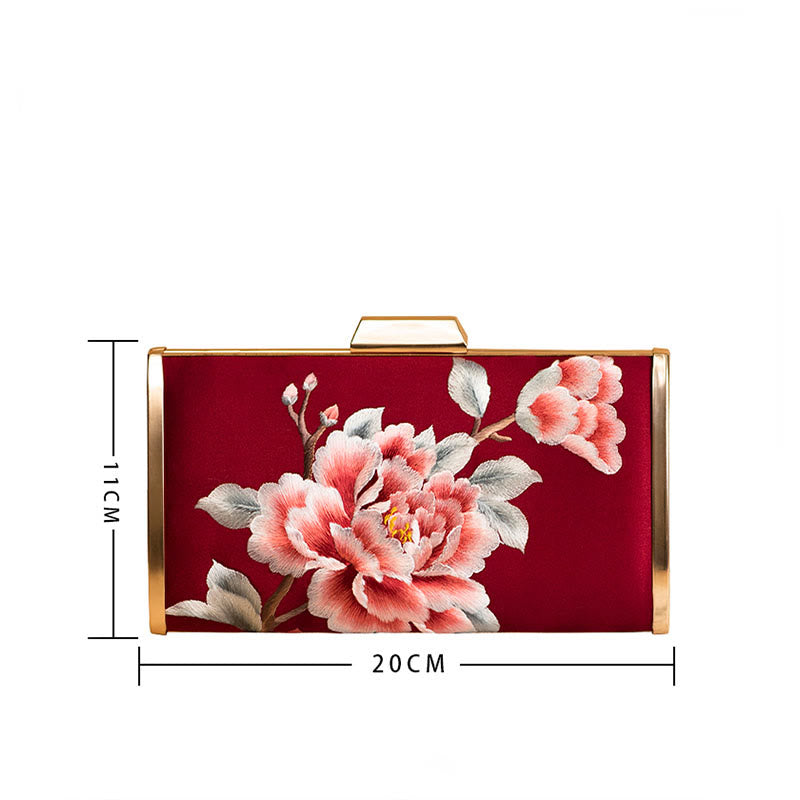 Buddhist Blessing Carnation Peony Begonia Su Embroidery Wedding Shopping Purse Handbag Crossbody Bag