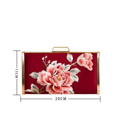 Buddhist Blessing Carnation Peony Begonia Su Embroidery Wedding Shopping Purse Handbag Crossbody Bag