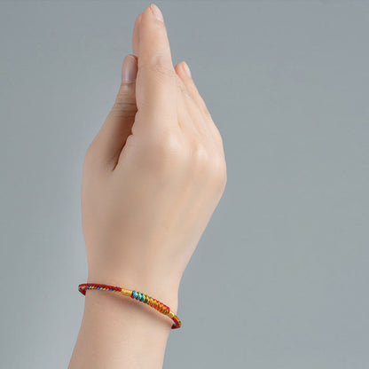 Buddhist Blessing Multicolor Red String Alloy 925 Sterling Silver Buckle Protection Bracelet