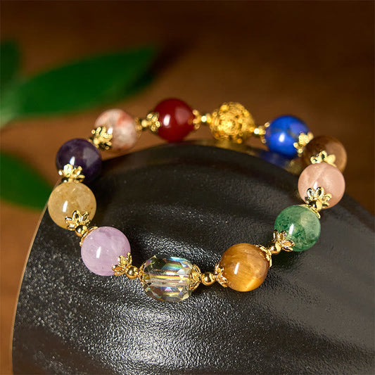 Buddhist Blessing Natural Dunhuang Colorful Beads Amethyst Lazurite Balance Bracelet