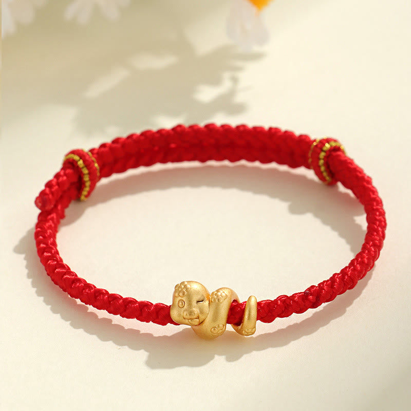 Buddhist Blessing Handmade 999 Sterling Silver Year Of Snake Red String Luck Braided Bracelet
