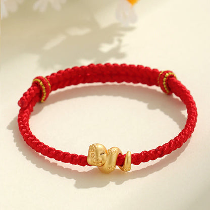 Buddhist Blessing Handmade 999 Sterling Silver Year Of Snake Red String Luck Braided Bracelet