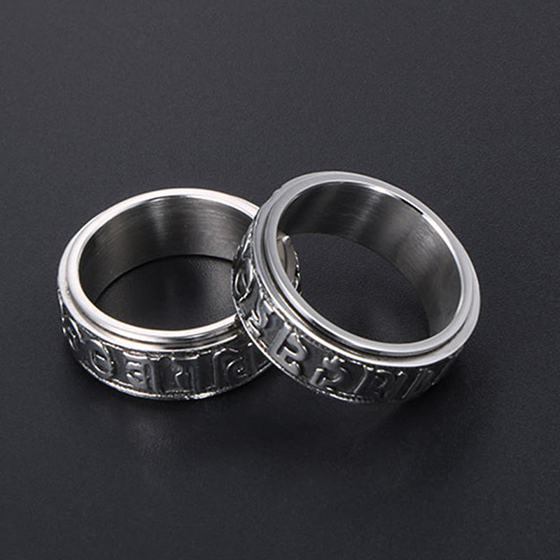 Buddhist Blessing Tibetan Om Mani Padme Hum Titanium Steel Spinner Balance Ring