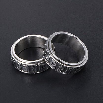 Buddhist Blessing Tibetan Om Mani Padme Hum Titanium Steel Spinner Balance Ring