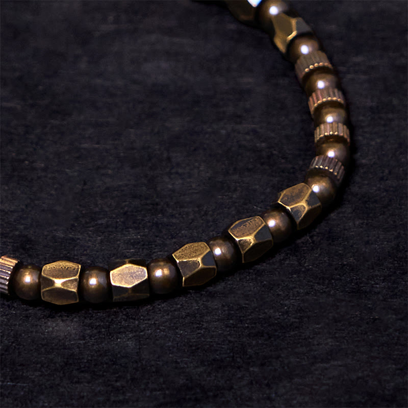 Buddhist Blessing Retro Distressed Irregular Design Copper Brass Luck Bracelet