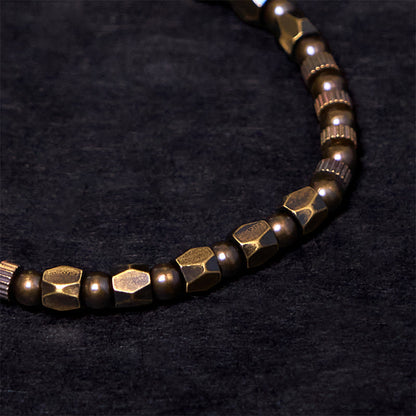 Buddhist Blessing Retro Distressed Irregular Design Copper Brass Luck Bracelet