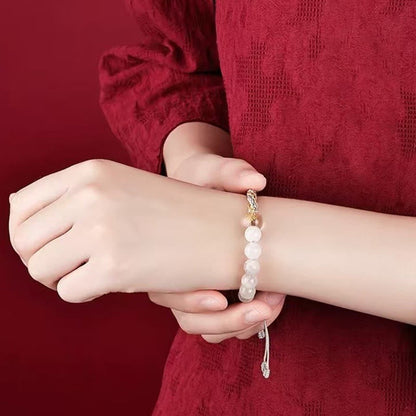 Buddhist Blessing Five Elements Various Crystal Agate Wealth Reincarnation Knot Braid Bracelet