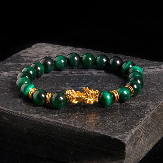 Buddhist Blessing Various Color Tiger Eye Beads Spacer Beads Pixiu Wealth Courage Bracelet